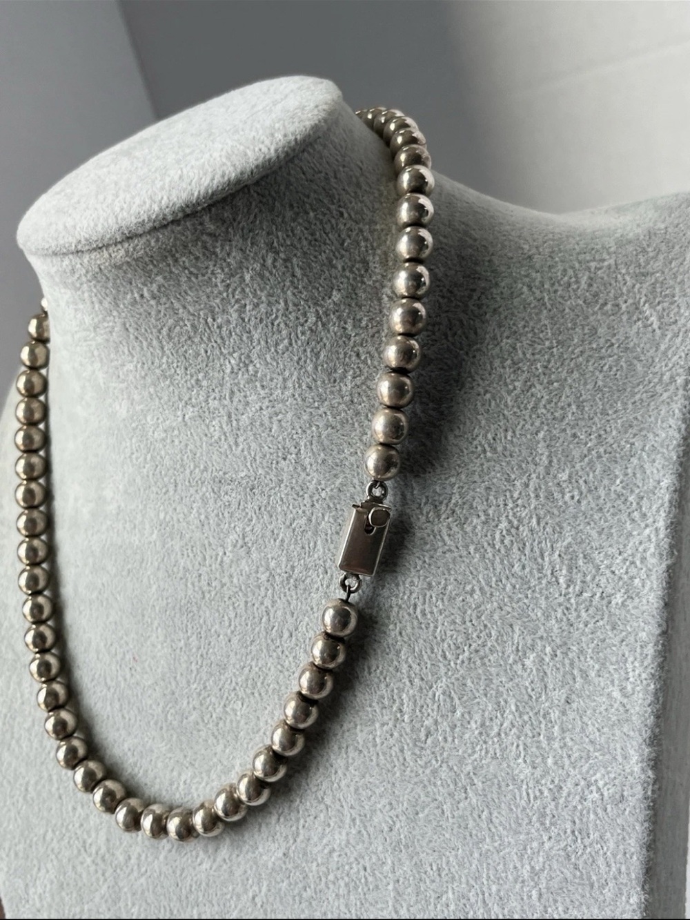 Long Strand Taxco Mexico Balls Beaded Necklace Heavy 55g 925 Sterling Silver 18” - Picture 2 of 5